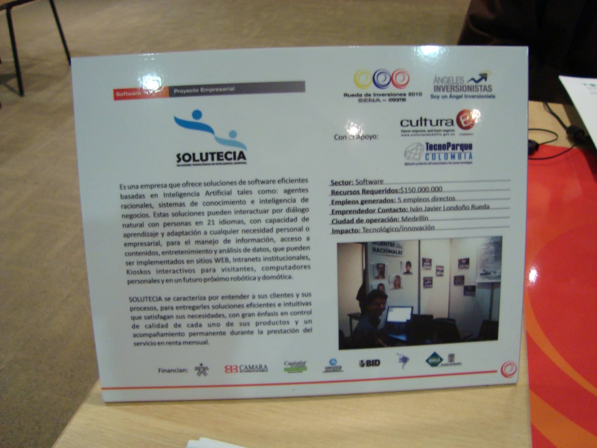 SOLUTECIA en Ángeles Inversionistas, Bogotá, 2010